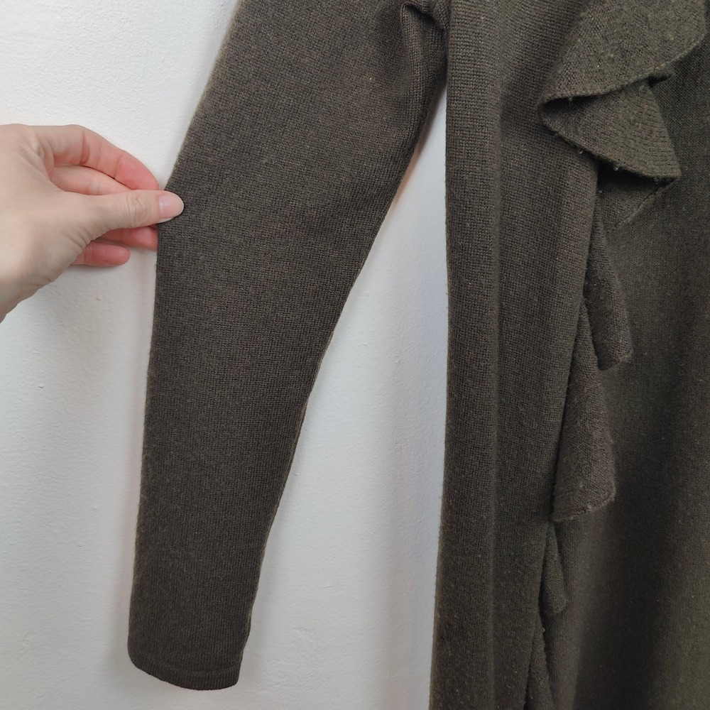 Ralph Lauren Black Label Cashmere Ruffle Duster Cardigan Womens Medium FLAWED - Picture 4 of 13